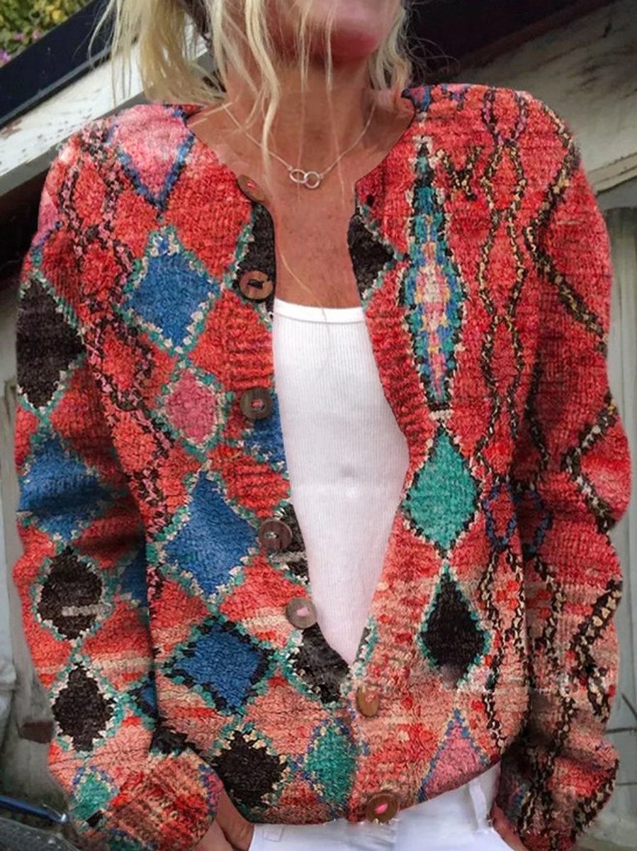 Women's Floral Button Front Knit Cardigan