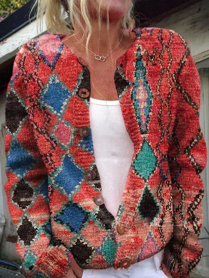 Women's Floral Button Front Knit Cardigan