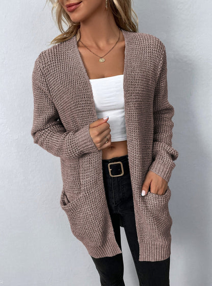 Women's Open-Front Knit Cardigan with Pockets