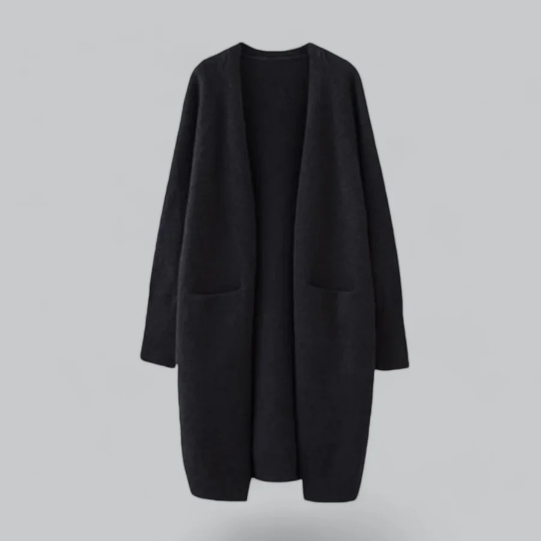 Women's Long Open-Front Cardigan with Pockets