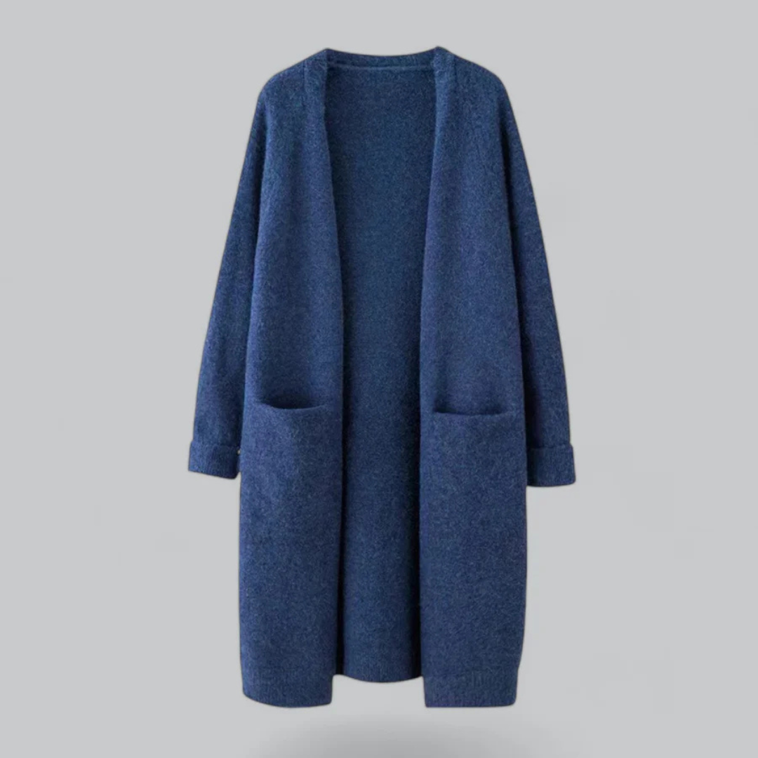 Women's Long Open-Front Cardigan with Pockets