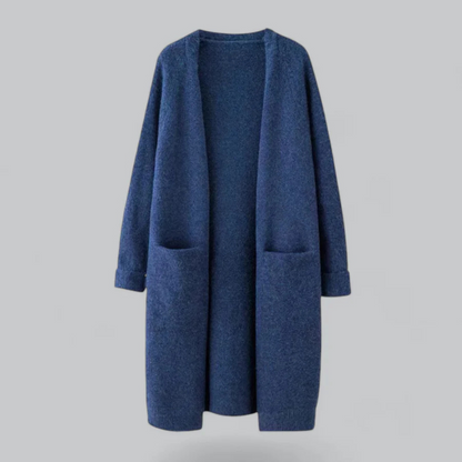 Women's Long Open-Front Cardigan with Pockets
