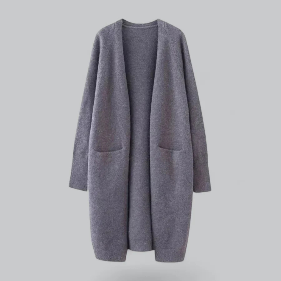 Women's Long Open-Front Cardigan with Pockets