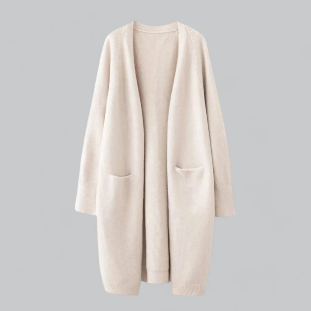 Women's Long Open-Front Cardigan with Pockets