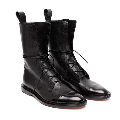 Women's Cap-Toe Lace-Up Leather Boots