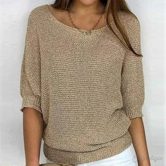 Women's Knit Sweater – Textured, Elbow Sleeves