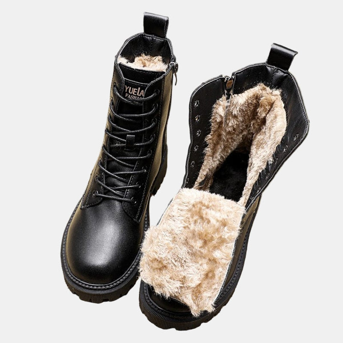 Women's Faux Fur Lined Lace-Up Ankle Boots