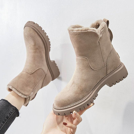 Women's Faux Suede Fleece Lined Platform Ankle Boots