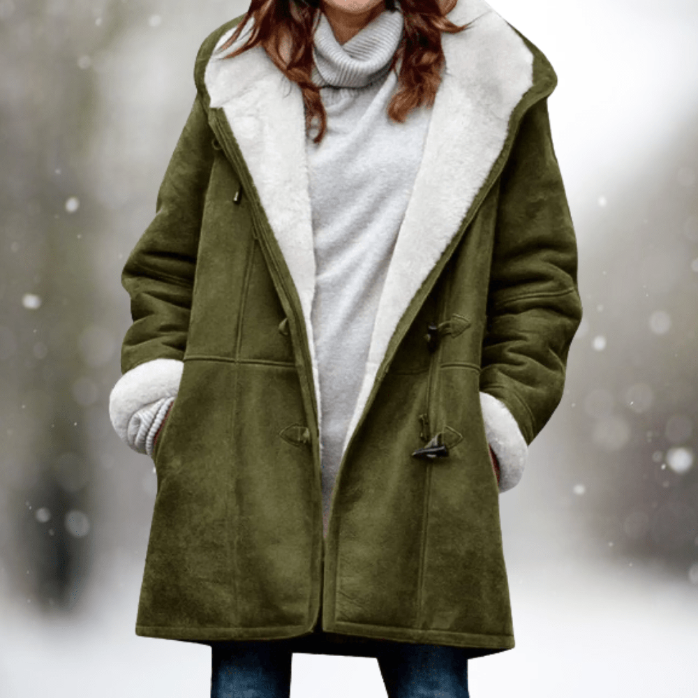 Women's Hooded Coat with Fleece Lining and Toggles