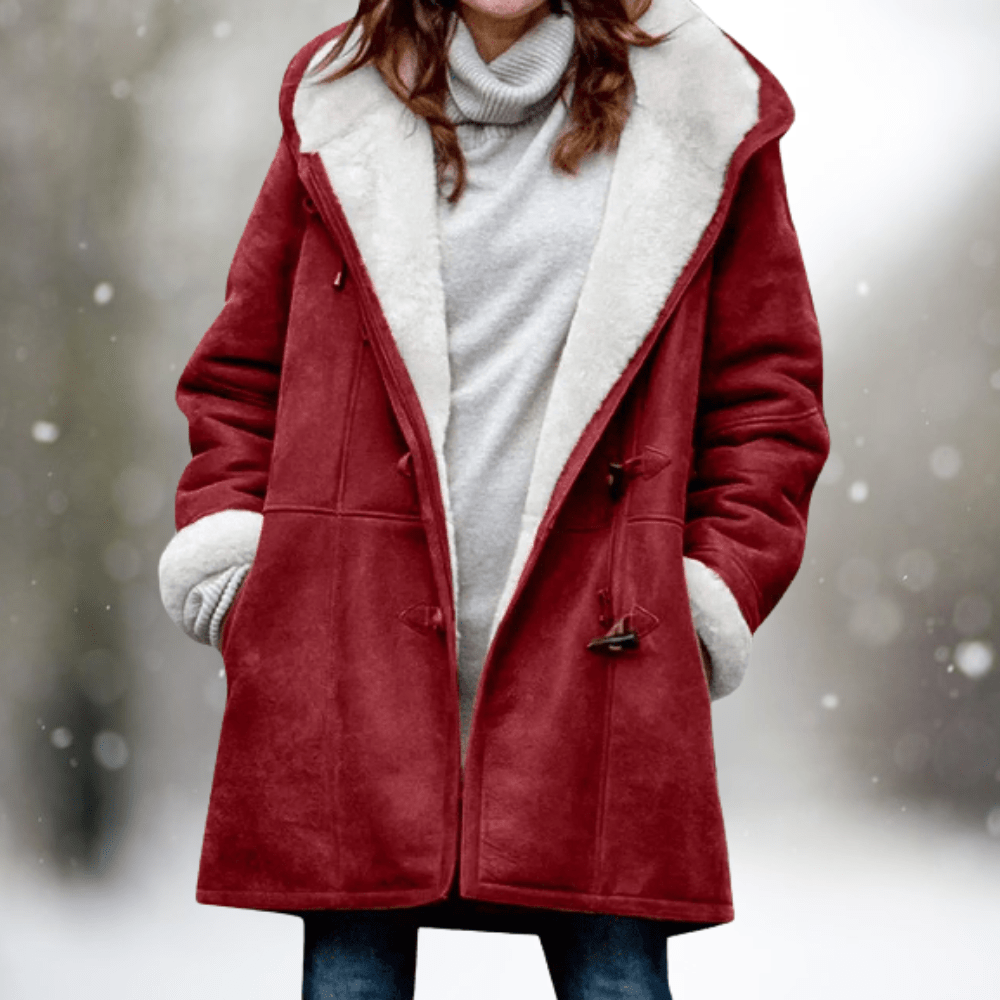Women's Hooded Coat with Fleece Lining and Toggles