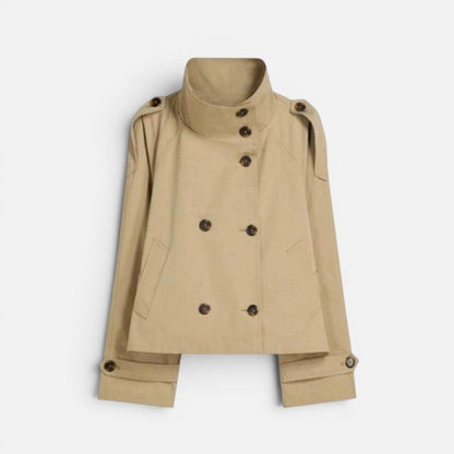 Women's Cropped Trench Jacket with High Collar