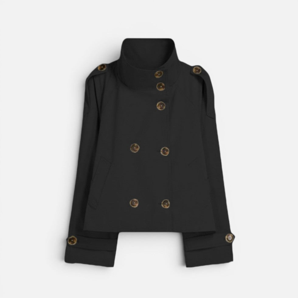Women's Cropped Trench Jacket with High Collar