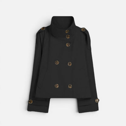Women's Cropped Trench Jacket with High Collar
