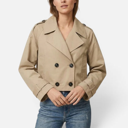 Women's Cropped Double Breasted Trench Jacket