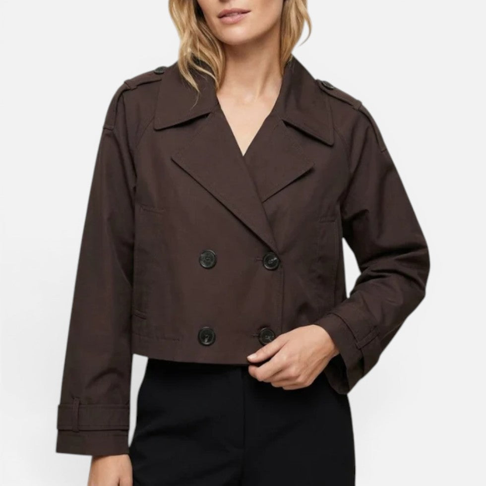 Women's Cropped Double Breasted Trench Jacket