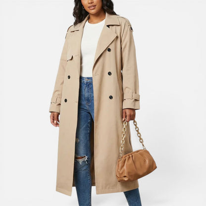 Women's Long Double-Breasted Trench Coat