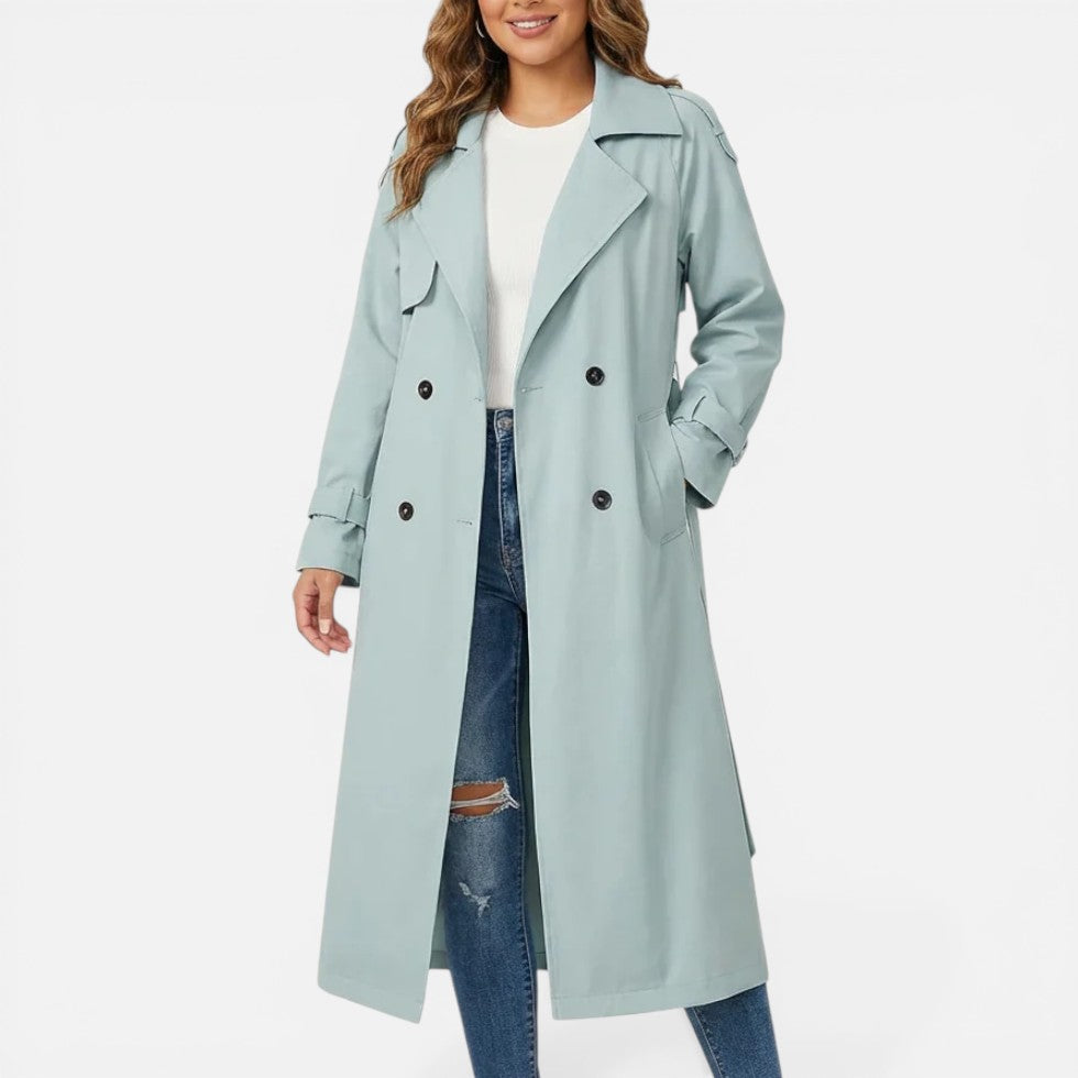 Women's Long Double-Breasted Trench Coat