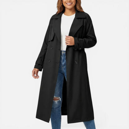 Women's Long Double-Breasted Trench Coat