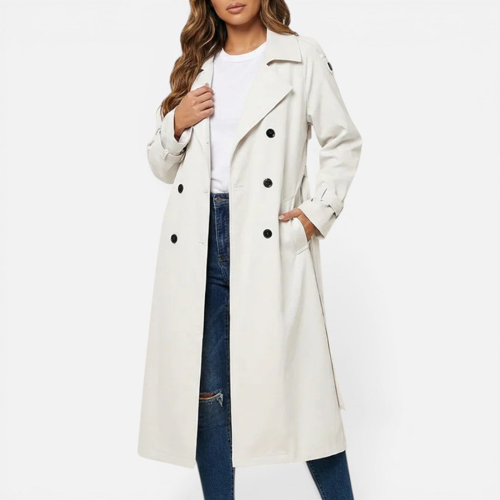 Women's Long Double-Breasted Trench Coat