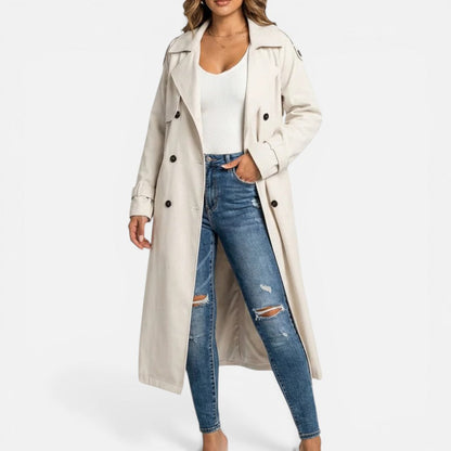 Women's Long Double-Breasted Trench Coat