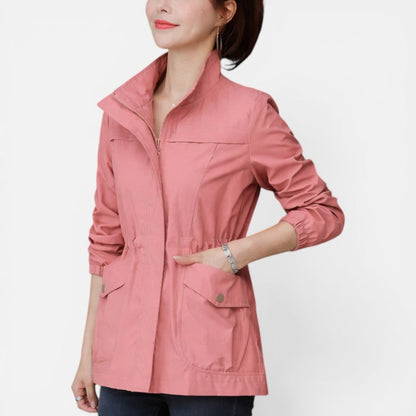 Women's Zip-Front Lightweight Jacket with Drawstring Waist