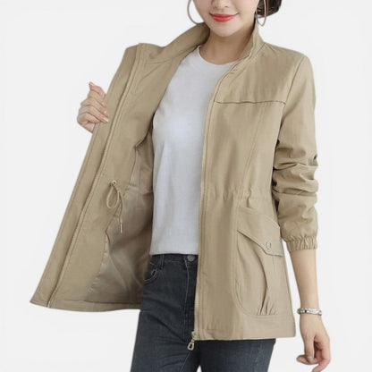 Women's Zip-Front Lightweight Jacket with Drawstring Waist