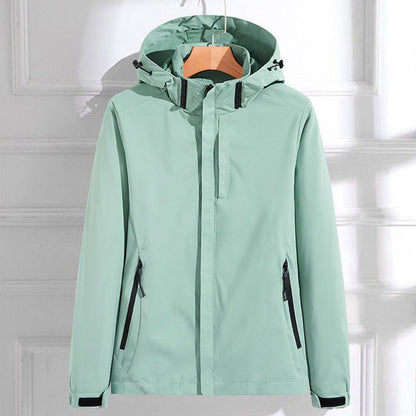 Women's Hooded Waterproof Rain Jacket with Pockets