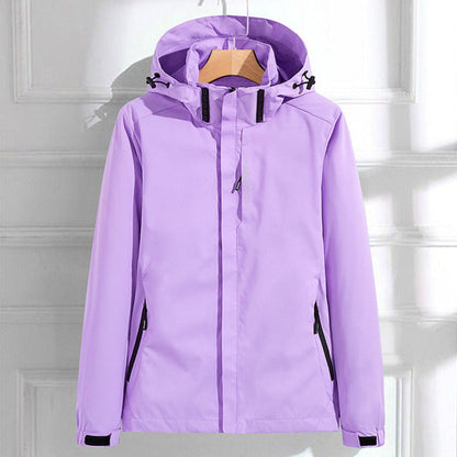 Women's Hooded Waterproof Rain Jacket with Pockets