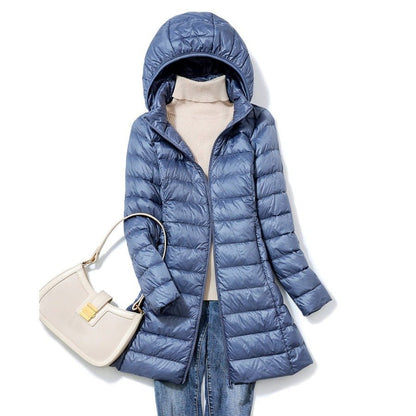 Women's Winter Puffer Coat – Long, Hooded, Quilted