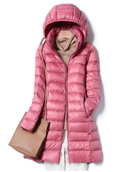 Women's Winter Puffer Coat – Long, Hooded, Quilted