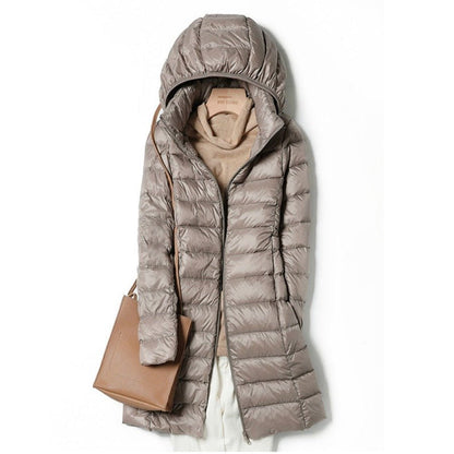 Women's Winter Puffer Coat – Long, Hooded, Quilted