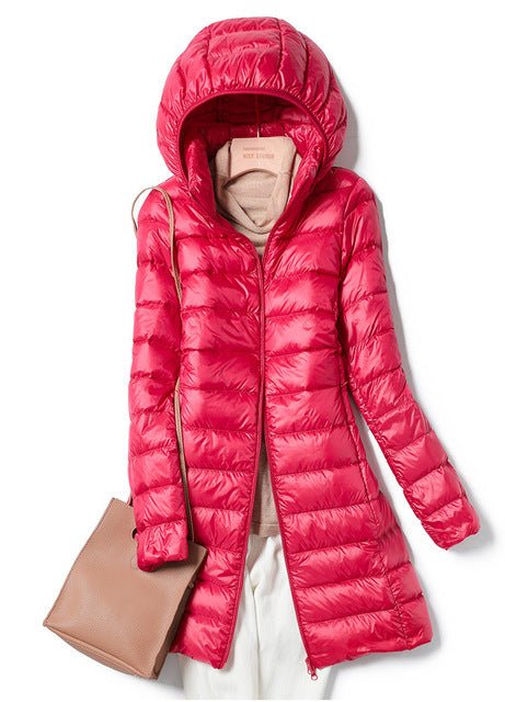 Women's Winter Puffer Coat – Long, Hooded, Quilted
