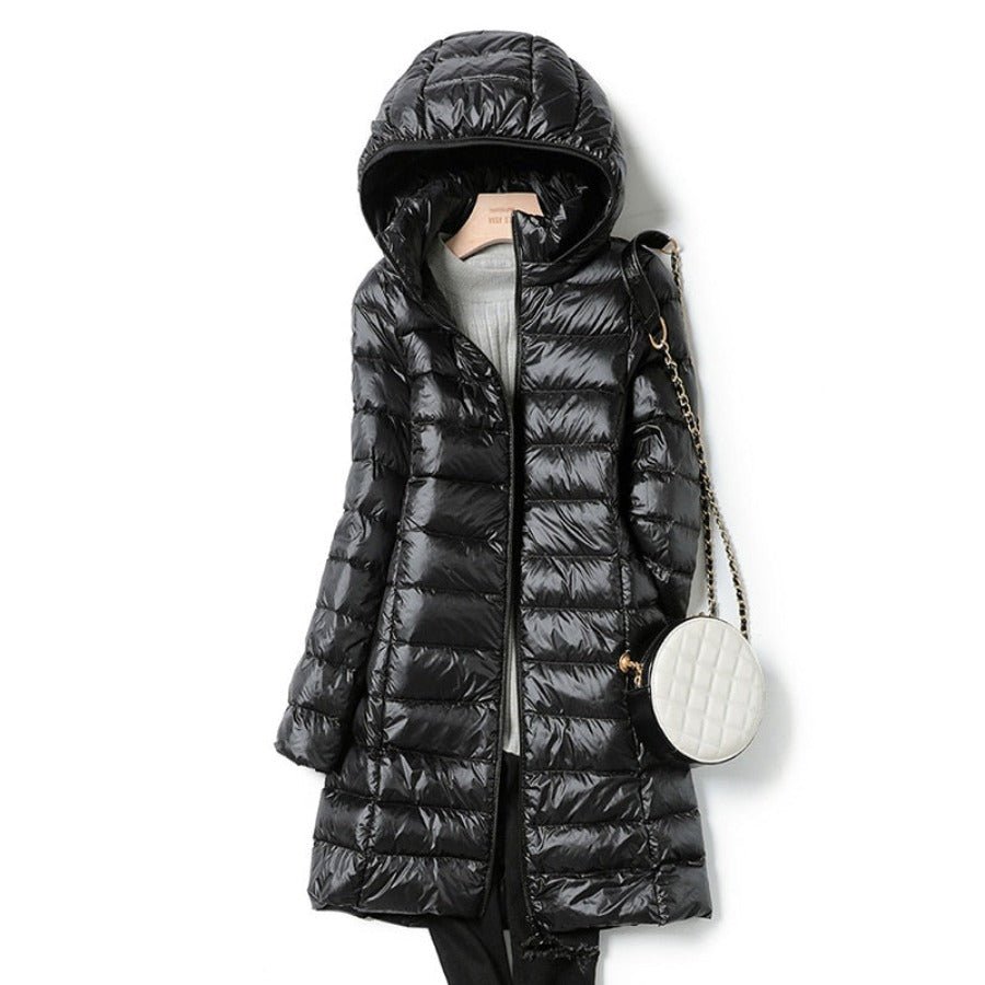 Women's Winter Puffer Coat – Long, Hooded, Quilted