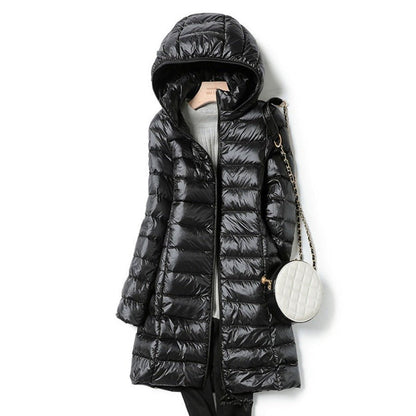 Women's Winter Puffer Coat – Long, Hooded, Quilted