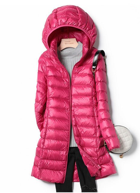 Women's Winter Puffer Coat – Long, Hooded, Quilted