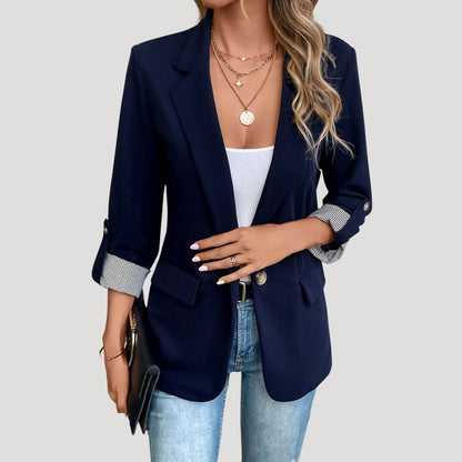 Women's Blazer – Single Button, Roll Up Sleeves