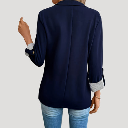 Women's Blazer – Single Button, Roll Up Sleeves