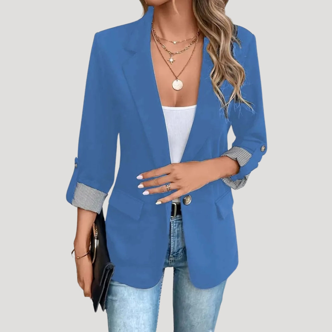 Women's Blazer – Single Button, Roll Up Sleeves