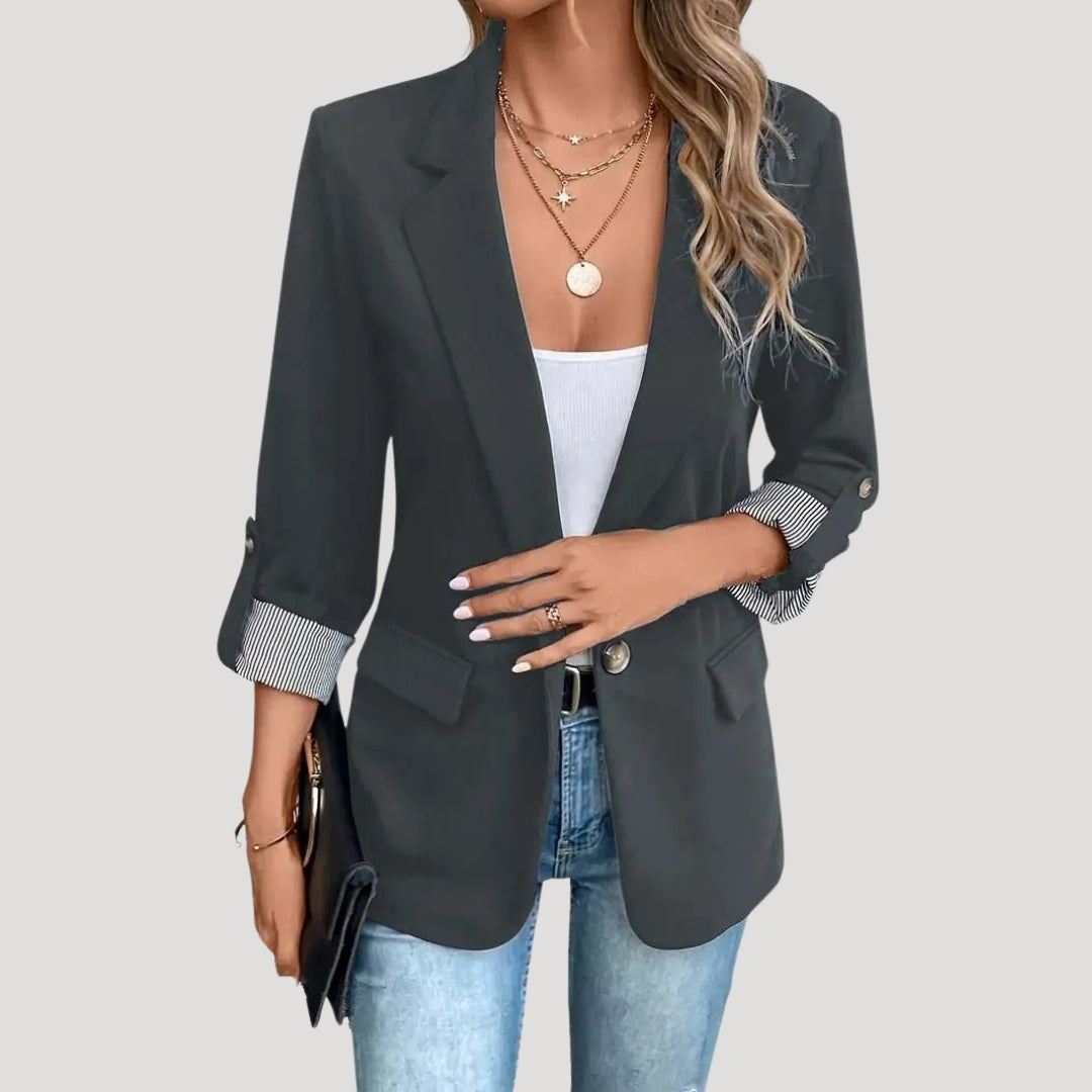 Women's Blazer – Single Button, Roll Up Sleeves