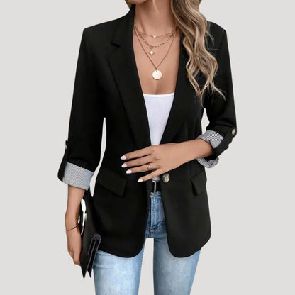 Women's Blazer – Single Button, Roll Up Sleeves