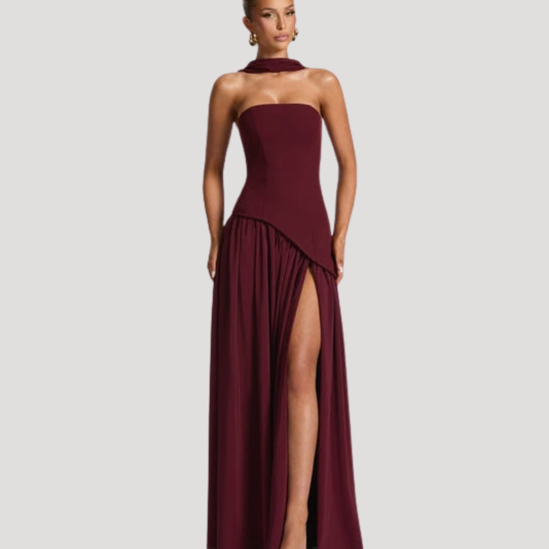 Elegant Strapless Pleated Maxi Dress for Prom and Evening Events 0