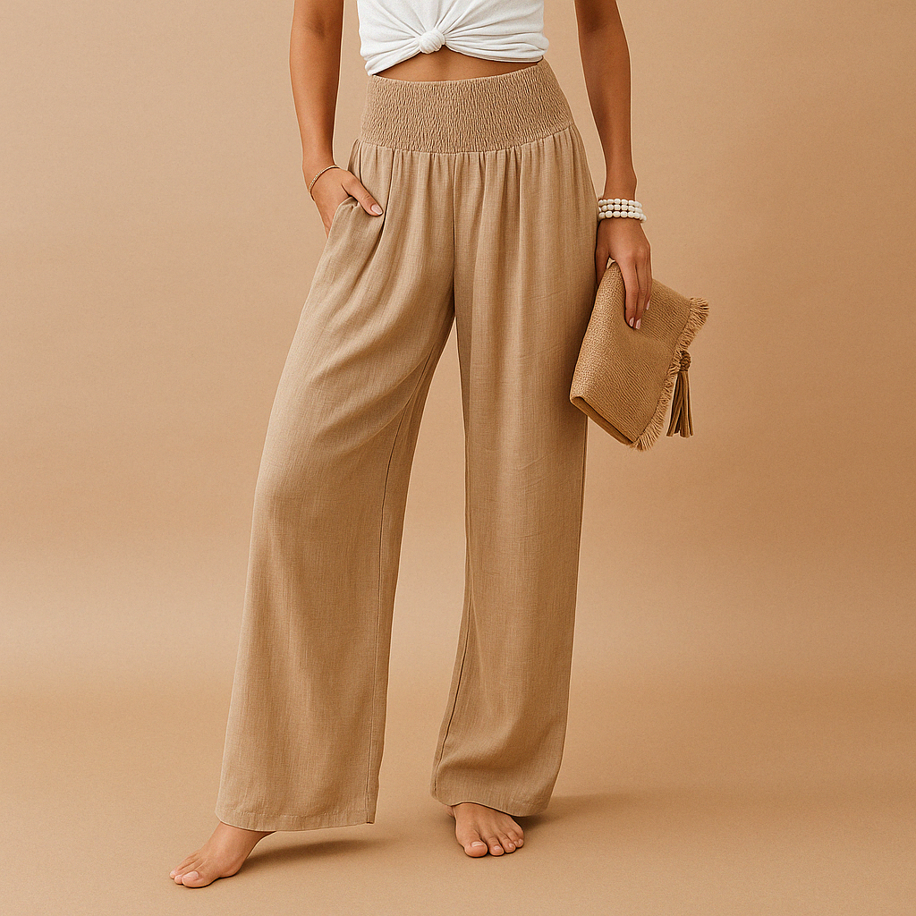 Women's Linen Pants High Waisted Straight Leg