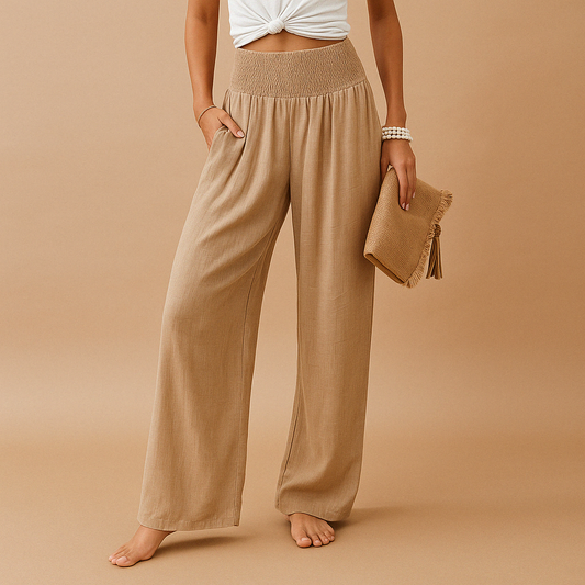 Women's Linen Pants High Waisted Straight Leg