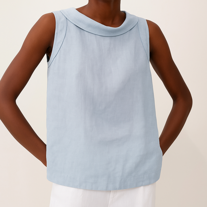 Elspeth | Women's Casual Sleeveless Linen Top Round Neck 4