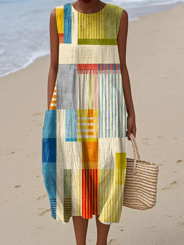 Women's Geometric Print Midi Dress