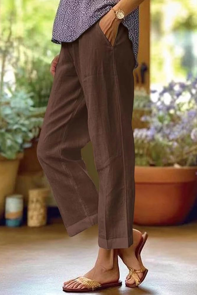 Florence | Women's Linen Trousers Cropped Tapered 1