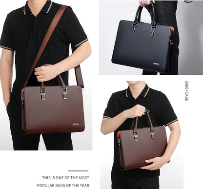 Genuine Leather Multi-Compartment Business Briefcase for Professionals 8