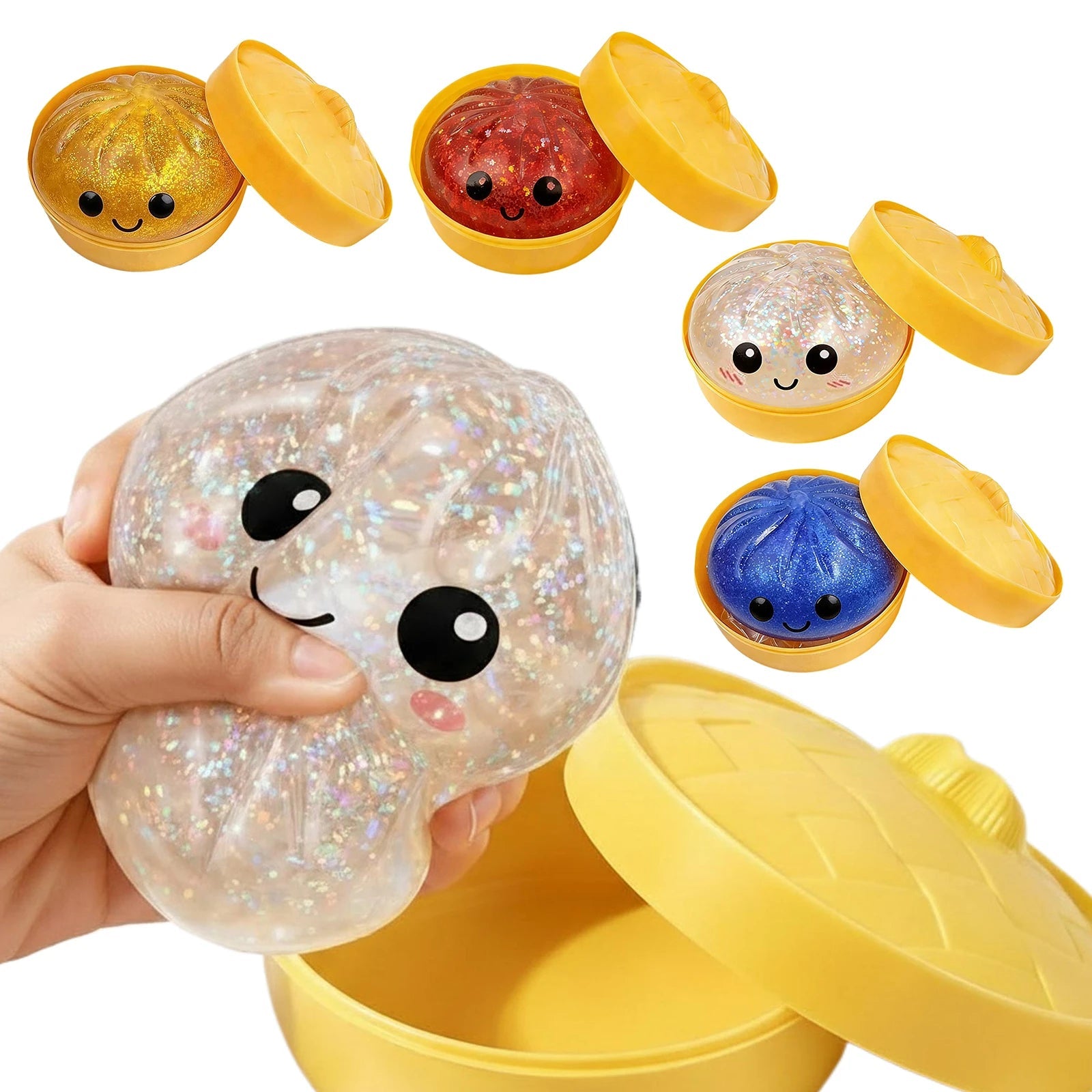 Glitter Bun Fidget Toy Kawaii Dumpling Squeeze Dough Ball Desk Toy Viral Fall 2026 Gift Stress Relief 1