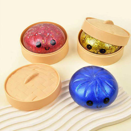 Glitter Bun Fidget Toy Kawaii Dumpling Squeeze Dough Ball Desk Toy Viral Fall 2026 Gift Stress Relief 3