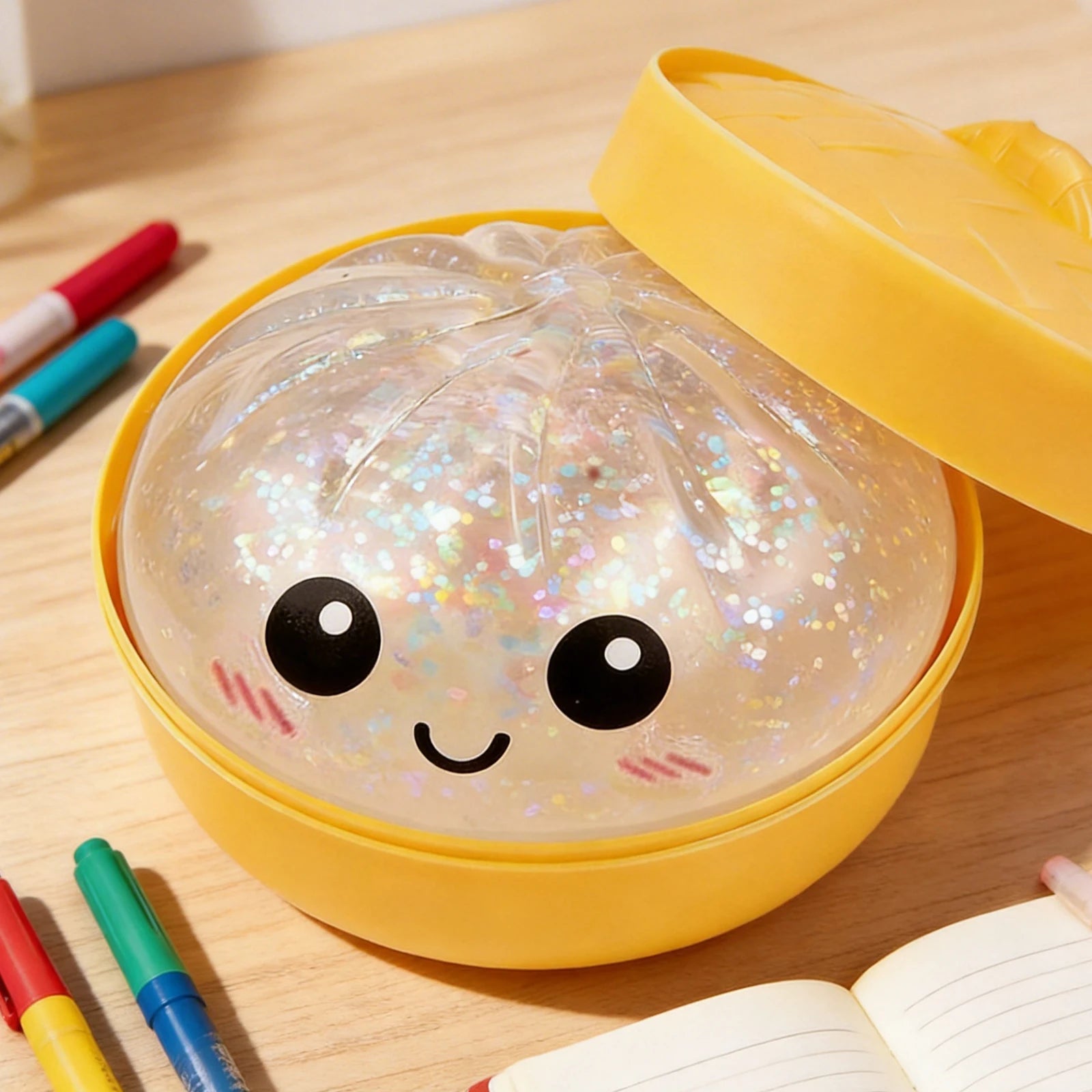 Glitter Bun Fidget Toy Kawaii Dumpling Squeeze Dough Ball Desk Toy Viral Fall 2026 Gift Stress Relief 4